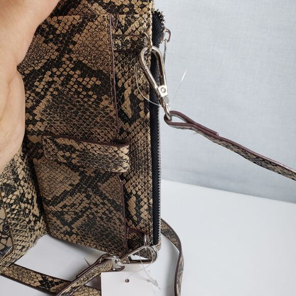 Carlos Santana Tan Gray Snakeskin Purse Crossbody Bag Buckle Strap New With Tags - Picture 15 of 16